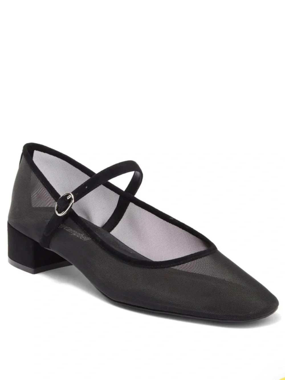 Jeffrey Campbell Top Tier Mary Jane Black Mesh Ballerina Pumps